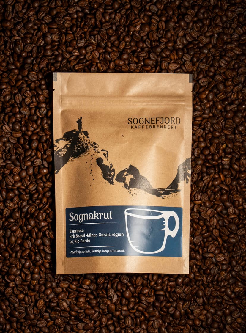 Kaffepose fra Sognæfjord Kaffibrenneri på kaffebønner